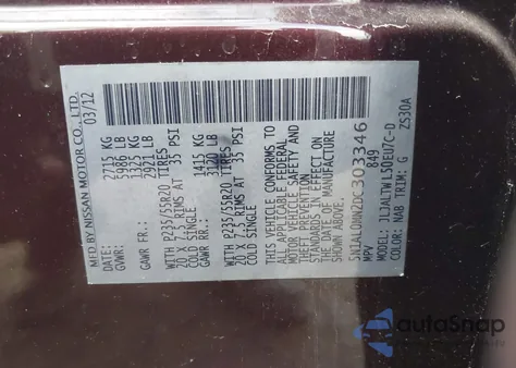 2013 Infiniti Jx35 from USA, damaged, VIN 5N1AL0MN2DC303346